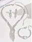 abordables Collar de mujer-Conjunto de joyas de diamantes de imitación brillantes para mujer: elegante collar, pulsera, pendientes y anillo de plata, accesorios de declaración lujosos para bailes nocturnos y cócteles.
