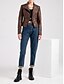 voordelige Imitatieleren jassen-Dames Jas van imitatieleer Winddicht Comfortabel Zak Volledige ritssluiting Modieus Buiten Effen Straat Casual / Dagelijks Normaal Strijkijzer Normale pasvorm Lange mouw bovenkleding Diep Paars Zwart