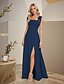 economico Abiti da damigella-Abito da damigella a trapezio, scollo quadrato, senza maniche, schiena scoperta, lunghezza pavimento, in chiffon con fiocco/i