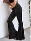 billige Ensfarvede leggings-Dame Flared bukser kinesisk Mode Gade Afslappet Fuld længde Høj Talje Vanlig comfy Blød Bekvem Elastisk udendørs Gade Sort Rød Kaffe Grå Forår Vinter Slank Pasform
