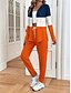voordelige Dames trainingspakken-Dames Actief Dagelijks Trui met capuchon Trainingspak Broeken Sets Lange mouw Capuchon Grafisch Geometrisch Verloop Trekkoord Afdrukken Buiten Casual Oranje Lente Normale pasvorm
