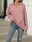 voordelige Textured Hoodies en Sweatshirts-Dames Trui-sweatshirt Sweatshirts Effen Streetwear Casual Lange mouw V-hals Normale tops Straat Feestdagen Uitgaan Zwart Blozend Roze Licht Grijs Licht Blauw Herfst Winter