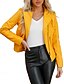 voordelige Imitatieleren jassen-Dames Jas van imitatieleer Winddicht Comfortabel Zak Volledige ritssluiting Modieus Buiten Effen Straat Casual / Dagelijks Normaal Strijkijzer Normale pasvorm Lange mouw bovenkleding Diep Paars Zwart