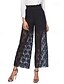 economico gamba larga e vita alta-Per donna Gamba larga Pantaloni Eleganti Streetwear Casual Lunghezza intera Naturale Semplice Pizzo Patchwork Elastico in vita Confortevole Ferie Uscire Verde translucido Nero Bianco Blu scuro Autunno