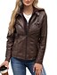 abordables Chaquetas de cuero sintético-Mujer Chaqueta de cuero sintético Cómodo Bolsillo Full Zip Moda Estilo callejero Plano Exterior Casual Diario Regular Con Capucha Ajuste regular Manga Larga Ropa de calle Negro Blanco Rojo Primavera