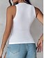 billiga Enkel linne-Dam Camisole linne Ensfärgat Dagligen Ledigt Ärmlös Rund hals Vanliga toppar Dagligen Svart Vit Gul Rodnande Rosa Rubinrött Sommar Vår