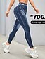 economico Leggings e collant da yoga-Per donna Jeans finti con stampa denim Leggings da yoga Controllo addominale Vita Alta Palestra Danza Atletico Pantaloni Blu Autunno Gli sport Abbigliamento sportivo Vestibilità aderente