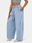 abordables jambe large et taille haute-Femmes Jambe large Slacks Streetwear Occasionnel Longueur complète Naturel Uni Avec Poches Conception à cordon élastique Confortable Rue Fête Rouge bordeaux Noir Vert Véronèse Marron clair Automne