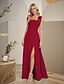 economico Abiti da damigella-Abito da damigella a trapezio, scollo quadrato, senza maniche, schiena scoperta, lunghezza pavimento, in chiffon con fiocco/i