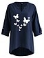 economico Camicie-Camicie da donna in cotone, a farfalla, eleganti, basiche, casual, a maniche lunghe, con scollo a V, da giorno, con stampa, nere, blu navy, blu cielo, estive, invernali
