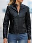 economico Giacche da Donna-Per donna Giacca in Ecopelle Confortevole Tasca Cerniera completa Moda Stile da Strada Semplice All&#039;aperto Casual Quotidiano Regolare Collo alla coreana Vestibilità regolare Manica Lunga Capispalla