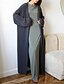 billiga Öppen front cardigan-Dam Tröja Kofta Mode Streetwear Dagligen Ensfärgat Ribbad V-hals Stickat Långärmad Långa toppar Sticka Helgdag Utekväll Helgen Vit Rodnande Rosa Höst Vinter