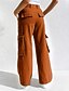 baratos calças cargo femininas-Mulheres Calças Cargo Calças Roupa de rua Casual Comprimento total Natural Tecido Bolsos Confortável Ao ar livre Para Noite Cinzento Preto Branco Azul Outono Normal
