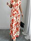 voordelige Bloemenjurken-Dames Maxi-jurk A lijn jurk Vakantie Casual Boho Buiten Uitgaan Standaard pasvorm Bloemig Korte mouw V-hals Zwart Rood blauw Oranje Zomer