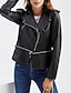 abordables Vestes en simili cuir-Femmes Veste en Similicuir Confortable Fermeture intégrale Mode street style Uni Extérieur Décontracté Quotidien Régulier Col Rabattu Coupe régulière manche longue Vêtements d&#039;extérieur Noir Rouge