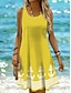 preiswerte Streifen- und geometrische Kleider-Damen Minikleid Sommerkleid A Linie Kleid Schulterfreies Kleid Urlaub Lässig Boho Ferien Strand Normale Passform Grafik Geometrisch Gestreift Ärmellos Rundhalsausschnitt Rundausschnitt Schwarz Wei