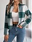 abordables Manteaux 3D-Femmes Veste Décontractée Confortable Respirant Imprimé Occasionnel Plaid Vacances Rue Tenue quotidienne Sortir Ouvert devant Court Col montant Coupe régulière manche longue Vêtements d&#039;extérieur