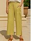 abordables Pantalon uni en coton et lin-Femmes Pantalon en coton et lin Jambe large Chinos Vacances ancien Mode Longueur complète Taille haute Uni Avec Poches Confort Extérieur Non Elastique Vacances Rue Quotidien Jaune Orange Beige Ét