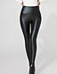 preiswerte Fleece gefütterte Leggings-Damen Fleecehose Lederhosen Leggings Mode Volle Länge Natürliche Taille Einfach Elastischer Bund Bequem Outdoor Straße Schwarz Winter Normale Passform
