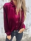 abordables Blusas y camisas de mujer-Mujer Camisa Plano Elegante Moderno Manga Larga Cuello Camisero Tops regulares Trabajo Diario Noche Botones Verde Ejército Morado Marrón Rosa Brillante Primavera Otoño