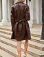 abordables Manteaux d&#039;Hiver-Femmes Manteau Coupe-vent Confortable Avec Poches Fermeture intégrale Mode street style Uni Extérieur Décontracté Quotidien Long Col Rabattu Coupe régulière manche longue Vêtements d&#039;extérieur Noir