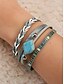 baratos Pulseira Feminina-Pulseira feminina boêmia – pulseira magnética de couro sintético multicamadas com pingentes de liga e pedra turquesa para uso casual, festas ou presentes