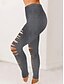 billige Ensfarvede leggings-Dame Leggins Hyggelige leggings Gade Afslappet Lang Høj Talje Vanlig Ribbet Åndbarhed Blød Mikroelastisk Yoga &amp; Danse Sko Gade Sort Grå Efterår Regulær