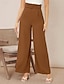 ieftine picior lat și talie înaltă-Pentru femei Costume Picior Larg Pantaloni Modă Șic Stradă Lungime totală Talie Înaltă Simplu Respirabilitate Comfortabil Micro-elastic Afaceri Purtare Zilnică Maro Închis Negru Verde Deschis Roz
