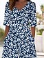 abordables combinaison de vacances-Femmes Normal Combinaison Streetwear Fleuri Manche Courte Jambe large Col en V Avec Poches Imprimé Rue Quotidien Coupe régulière Bleu Été