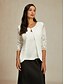 ieftine Blazere și costume-sacou damă din dantelă, blazer, plasă, elegant, mânecă 3/4, guler rotund, bluze obișnuite, nuntă, invitați, serviciu, zi de zi, dantelă, alb, primăvară, toamnă