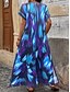 ieftine Rochii cu dungi și geometrice-Pentru femei Rochie Maxi Rochie A line Casual În aer liber Plajă Potrivire Largă Dunga Manșon scurt În V Roz Îmbujorat Roșu-aprins Albastru piscină Mov Vară Primăvară