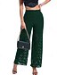 economico gamba larga e vita alta-Per donna Gamba larga Pantaloni Eleganti Streetwear Casual Lunghezza intera Naturale Semplice Pizzo Patchwork Elastico in vita Confortevole Ferie Uscire Verde translucido Nero Bianco Blu scuro Autunno