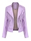 voordelige Imitatieleren jassen-Dames Jas van imitatieleer Winddicht Comfortabel Zak Volledige ritssluiting Modieus Buiten Effen Straat Casual / Dagelijks Normaal Strijkijzer Normale pasvorm Lange mouw bovenkleding Diep Paars Zwart