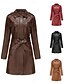 abordables Manteaux d&#039;Hiver-Femmes Manteau Coupe-vent Confortable Avec Poches Fermeture intégrale Mode street style Uni Extérieur Décontracté Quotidien Long Col Rabattu Coupe régulière manche longue Vêtements d&#039;extérieur Noir