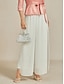 abordables pantalons de fête pour femmes-Femmes Culottes Jambe Large Pantalons à jambes droites Élégant Style Classique Occasionnel Longueur complète Taille moyenne Couleur Unie Taille Élastique Élastique Bureau Vacances Soirée Blanche