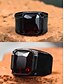 abordables Bijoux pour hommes-Bague homme en alliage noir avec pierre précieuse noire carrée – bague tendance pour un style décontracté ou de soirée