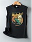 baratos Loja Gráfica Regatas &amp; Camis-Oktoberfest Mulheres Camisola Regata Letra Diário Casual Sem Manga Gola Redonda Tops regulares Diário Imprimir Preto Branco Vinho Azul Marinha Verão Primavera