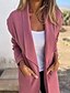 billiga Trenchcoats-Dam Kappa Bekväm Ficka Mode Slät Gata Helgdag Cardigan Lång Nedvikt Normal Långärmad Ytterkläder Svart Rodnande Rosa Mörkgrön Höst Vinter
