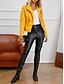 voordelige Imitatieleren jassen-Dames Jas van imitatieleer Winddicht Comfortabel Zak Volledige ritssluiting Modieus Buiten Effen Straat Casual / Dagelijks Normaal Strijkijzer Normale pasvorm Lange mouw bovenkleding Diep Paars Zwart