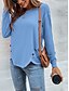 abordables T-shirt uni-Blouse femme couleur unie élégante décontractée col rond à manches longues tops réguliers quotidiens patchwork noir rose vin kaki bleu clair automne préautomne