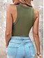 billiga Enkel linne-Dam Camisole linne Ensfärgat Dagligen Ledigt Ärmlös Rund hals Vanliga toppar Dagligen Svart Vit Gul Rodnande Rosa Rubinrött Sommar Vår