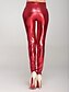 voordelige Effen legging-Dames Leren broek Leggings Streetwear Lang Hoge taille Effen Hoge snede Winddicht Micro-elastisch Straat Uitgaan Zilver Meerblauw Zwart Rood Herfst Normale pasvorm