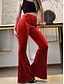 billige Ensfarvede leggings-Dame Flared bukser kinesisk Mode Gade Afslappet Fuld længde Høj Talje Vanlig comfy Blød Bekvem Elastisk udendørs Gade Sort Rød Kaffe Grå Forår Vinter Slank Pasform