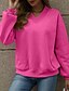 זול הודיות ומעילים עם מרקם-בגדי ריקוד נשים Pullover אחיד סגנון רחוב יום יומי נוח שרוול ארוך צווארון V חולצות רגילות רחוב חגים ליציאה ורוד מסמיק יין אפור סתיו