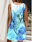 ieftine Artă și design rochii-Pentru femei Rochie Mini Rochie de Vară Rochie A line Rochie cu umeri Vacanță Casual Concediu Plajă Fit regulat Ombre Grafic Animal Fără manșon Stil Nautic Galben Roz Îmbujorat Albastru piscină Mov