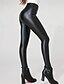 preiswerte Fleece gefütterte Leggings-Damen Fleecehose Lederhosen Leggings Mode Volle Länge Natürliche Taille Einfach Elastischer Bund Bequem Outdoor Straße Schwarz Winter Normale Passform