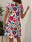 cheap Floral Dress-Women&#039;s Midi Dress Casual Dress T Shirt Dress Tee Dress Sundress A Line Dress Vacation Casual Beach Beach Regular Fit Floral Graphic Short Sleeve V Neck Yellow Red Blue Purple Summer Spring