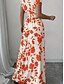 voordelige Bloemenjurken-Dames Maxi-jurk A lijn jurk Vakantie Casual Boho Buiten Uitgaan Standaard pasvorm Bloemig Korte mouw V-hals Zwart Rood blauw Oranje Zomer