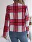 abordables Manteaux 3D-Femmes Veste Décontractée Confortable Respirant Imprimé Occasionnel Plaid Vacances Rue Tenue quotidienne Sortir Ouvert devant Court Col montant Coupe régulière manche longue Vêtements d&#039;extérieur