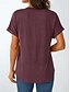 voordelige Dames eenvoudige tops-Dames T-shirt Effen Modieus Modern Korte mouw V-hals Normale tops Dagelijks Knop Wijn Zomer